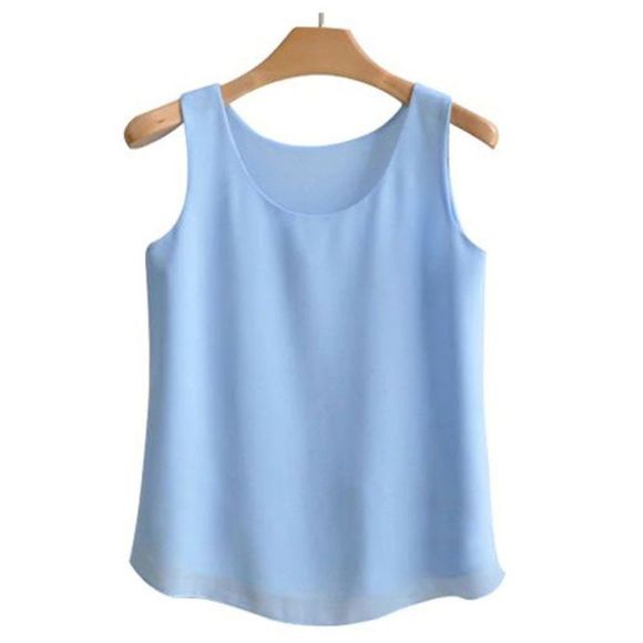 Blue Chiffon Double Layer Top - Picture 1 of 1